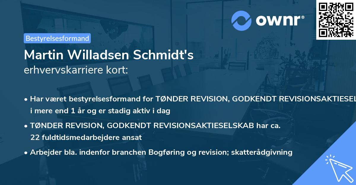 Martin Willadsen Schmidt's erhvervskarriere kort