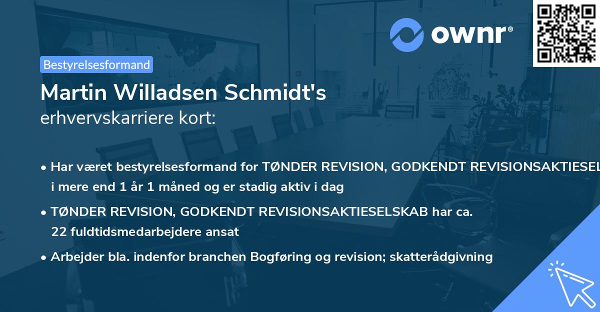 Martin Willadsen Schmidt's erhvervskarriere kort