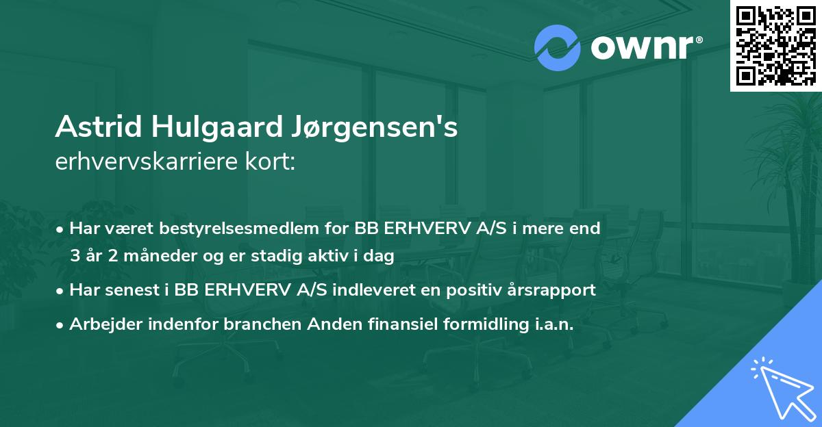 Astrid Hulgaard Jørgensen's erhvervskarriere kort