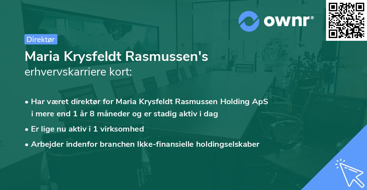 Maria Krysfeldt Rasmussen's erhvervskarriere kort