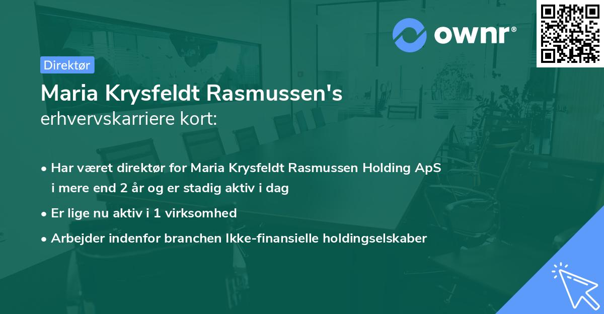 Maria Krysfeldt Rasmussen's erhvervskarriere kort