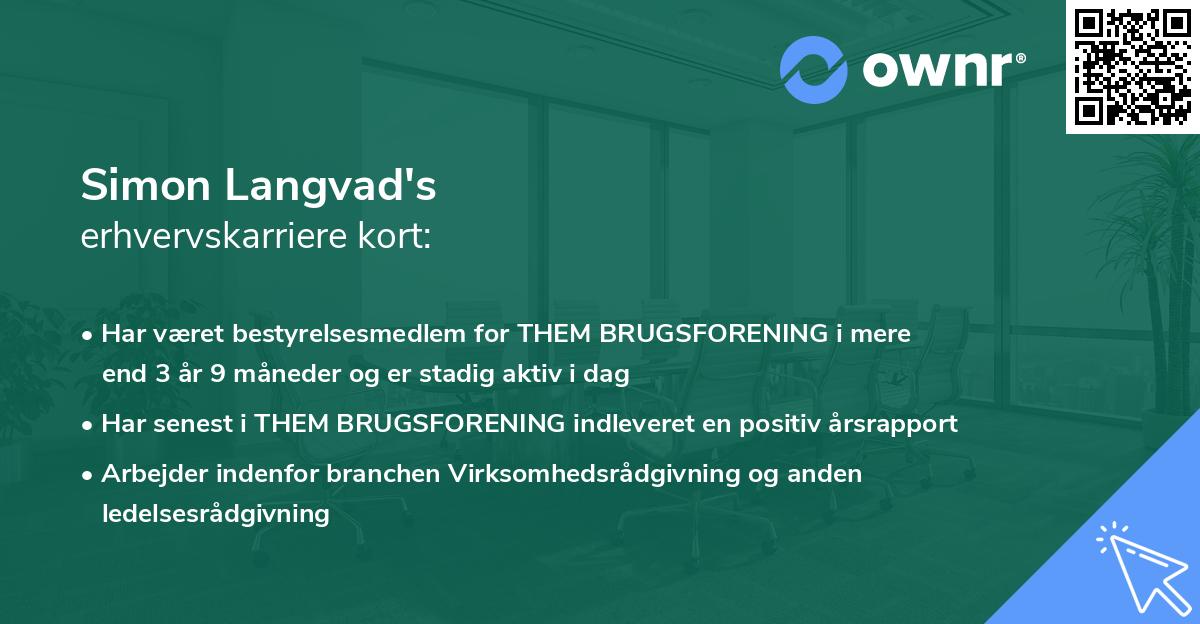 Simon Langvad's erhvervskarriere kort
