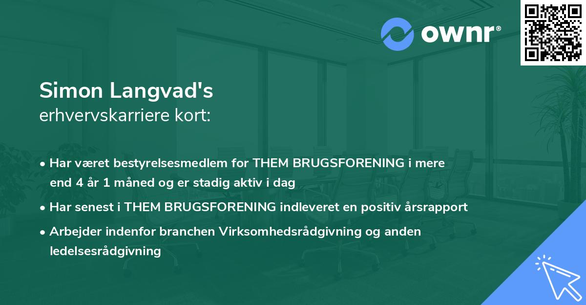 Simon Langvad's erhvervskarriere kort