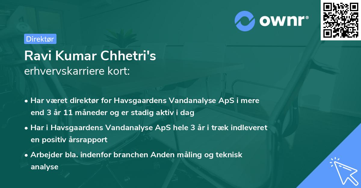 Ravi Kumar Chhetri's erhvervskarriere kort