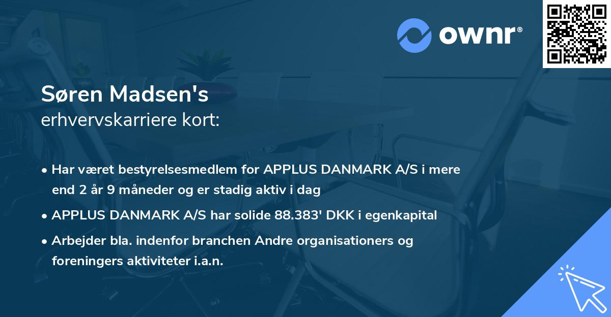 Søren Madsen's erhvervskarriere kort