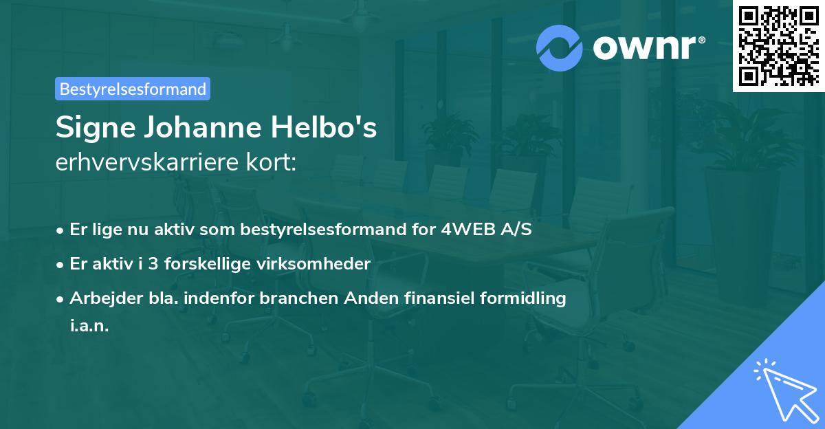 Signe Johanne Helbo's erhvervskarriere kort