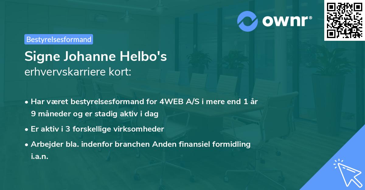 Signe Johanne Helbo's erhvervskarriere kort