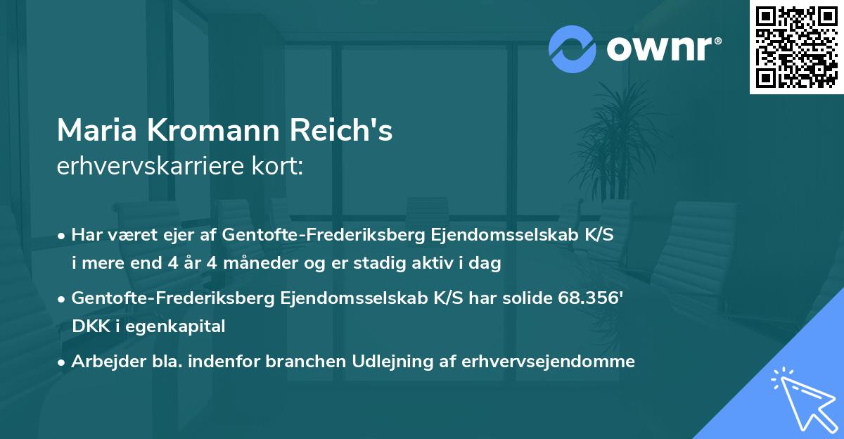 Maria Kromann Reich's erhvervskarriere kort