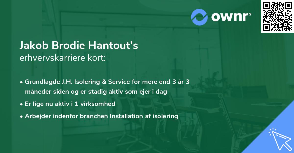 Jakob Brodie Hantout's erhvervskarriere kort