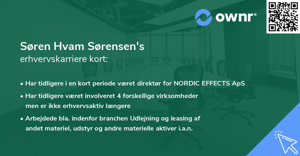 Søren Hvam Sørensen's erhvervskarriere kort