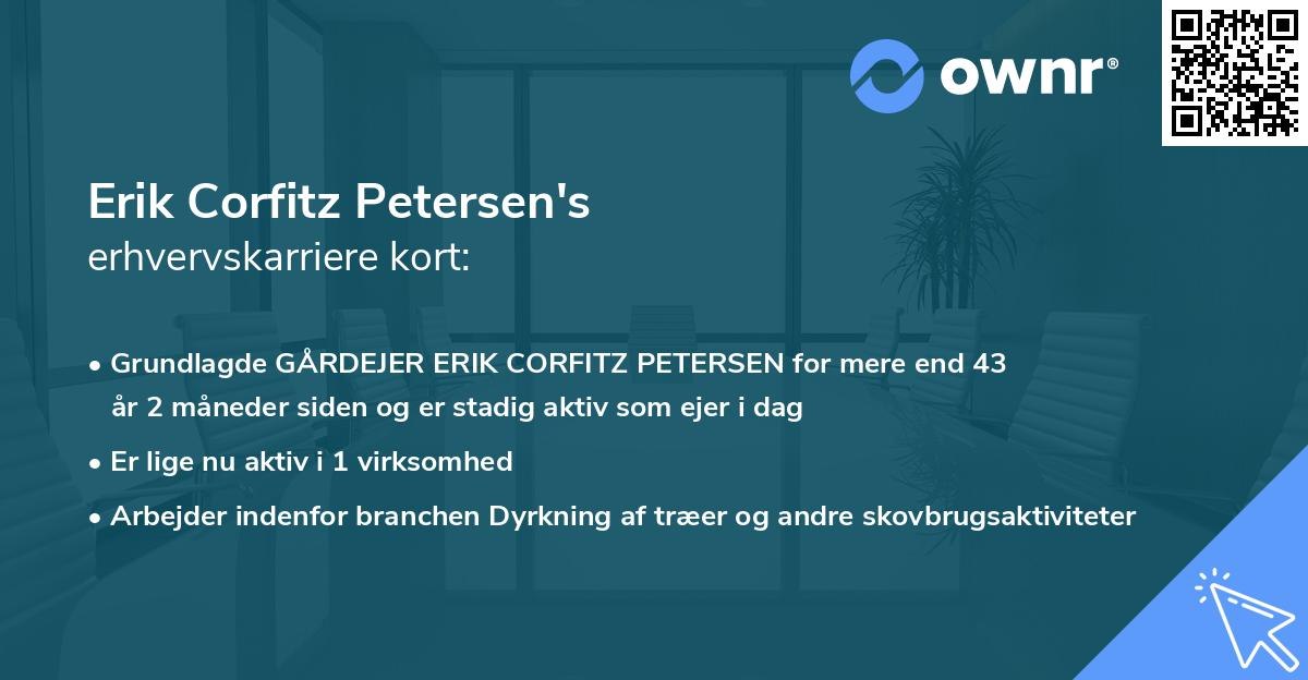 Erik Corfitz Petersen's erhvervskarriere kort