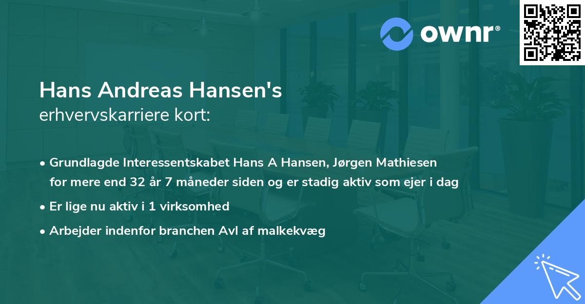 Hans Andreas Hansen's erhvervskarriere kort