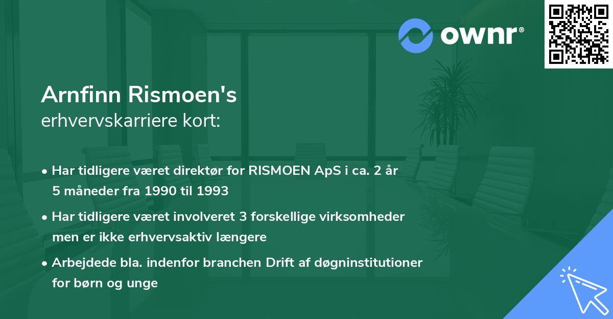 Arnfinn Rismoen's erhvervskarriere kort