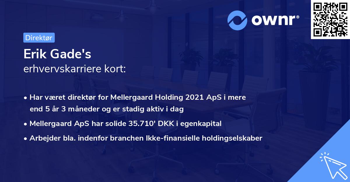 Erik Gade's erhvervskarriere kort