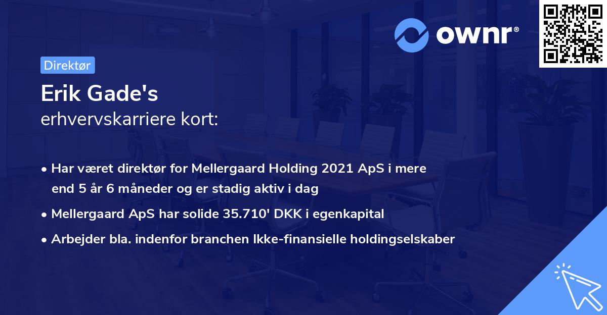 Erik Gade's erhvervskarriere kort
