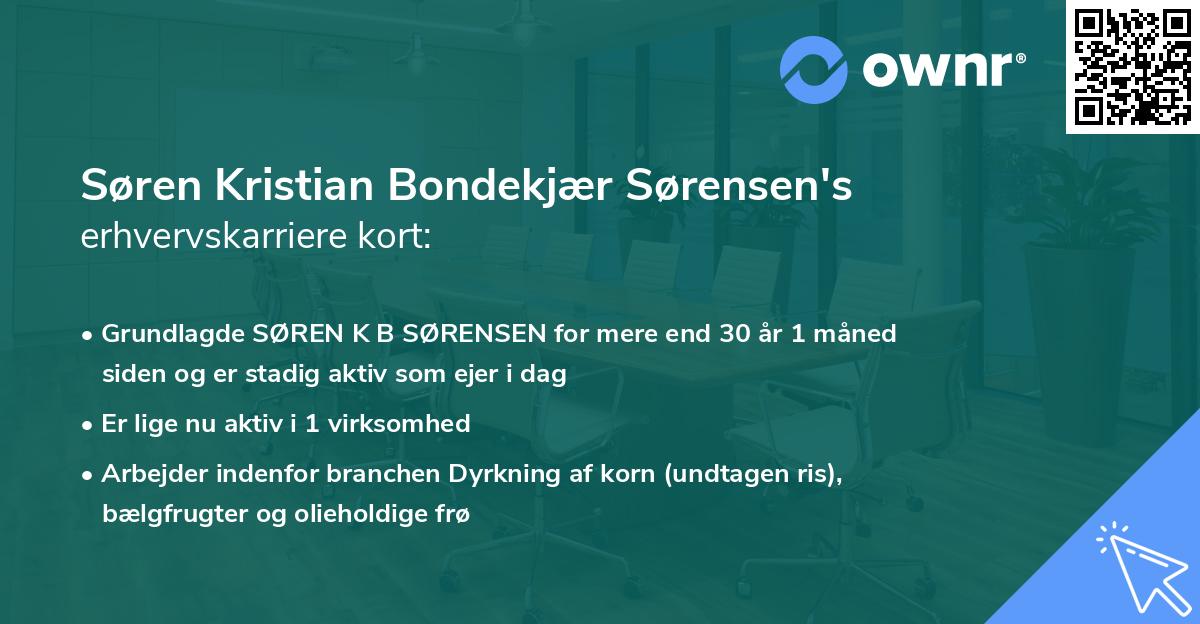 Søren Kristian Bondekjær Sørensen's erhvervskarriere kort