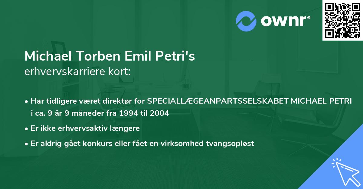 Michael Torben Emil Petri's erhvervskarriere kort