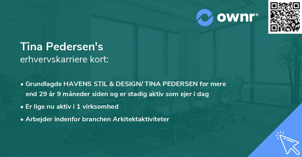 Tina Pedersen's erhvervskarriere kort