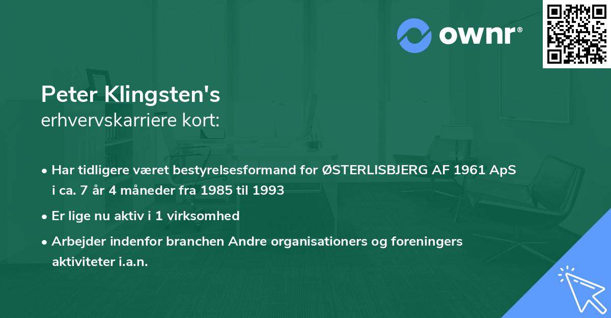 Peter Klingsten's erhvervskarriere kort