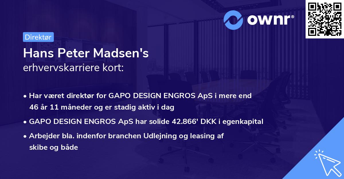 Hans Peter Madsen's erhvervskarriere kort