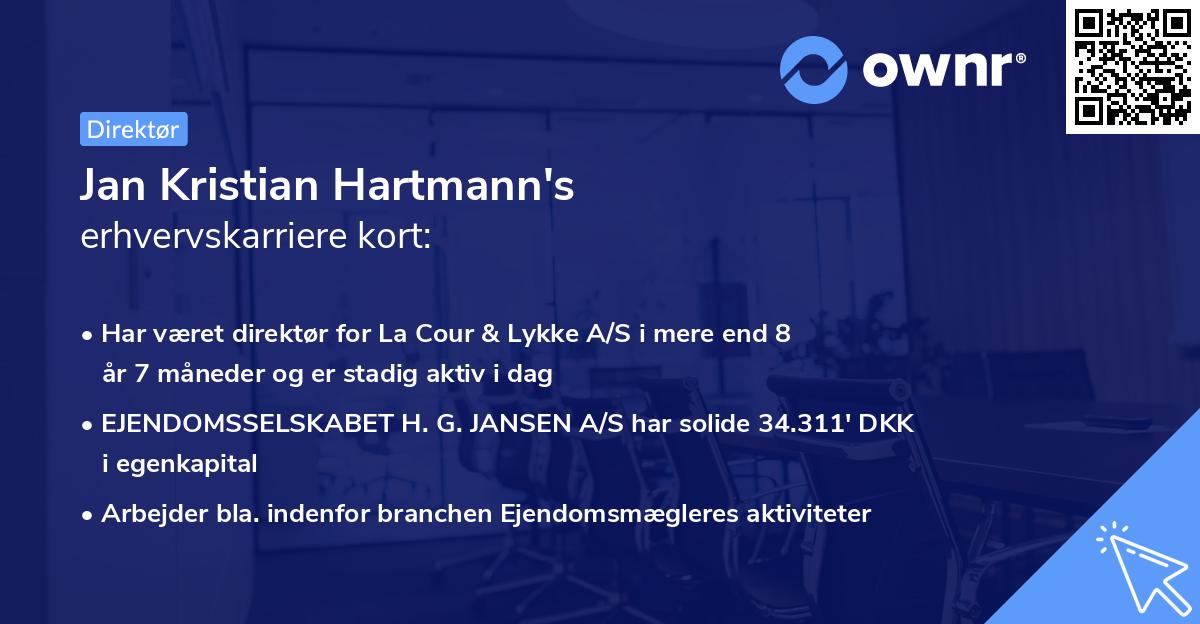 Jan Kristian Hartmann's erhvervskarriere kort