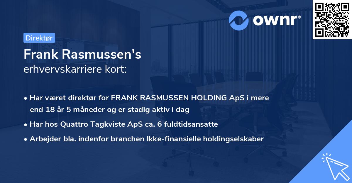 Frank Rasmussen's erhvervskarriere kort
