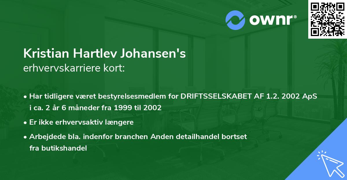 Kristian Hartlev Johansen's erhvervskarriere kort
