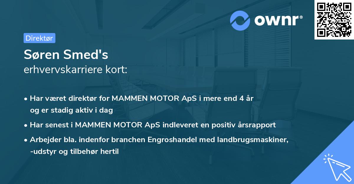 Søren Smed's erhvervskarriere kort