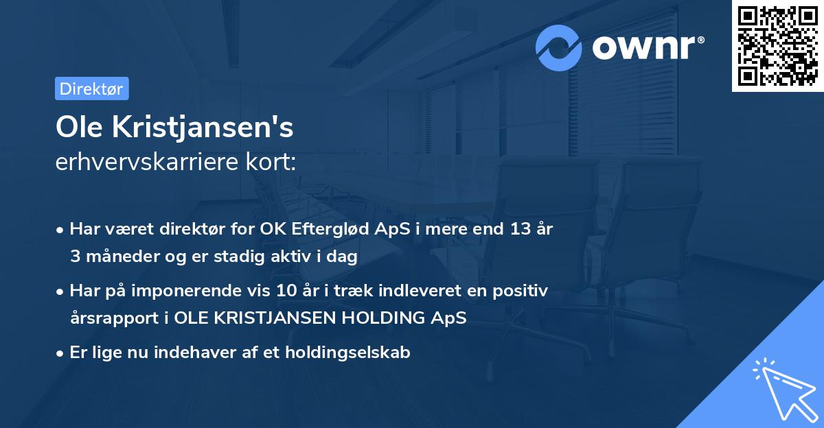 Ole Kristjansen's erhvervskarriere kort