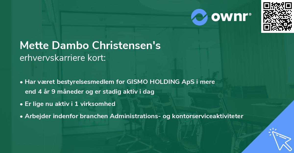 Mette Dambo Christensen's erhvervskarriere kort