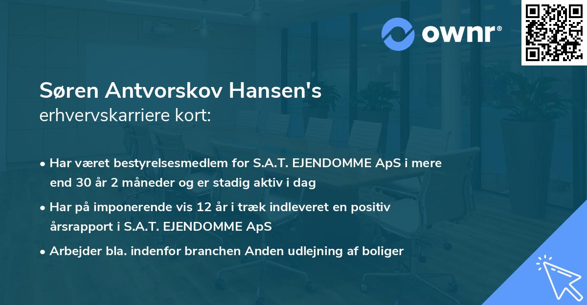 Søren Antvorskov Hansen's erhvervskarriere kort