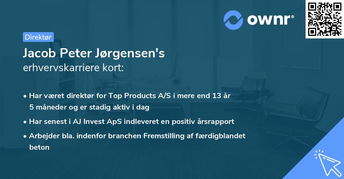 Jacob Peter Jørgensen's erhvervskarriere kort