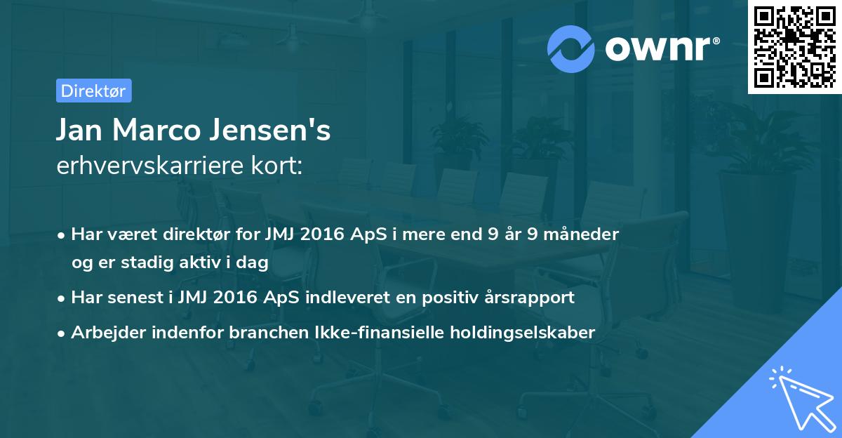 Jan Marco Jensen's erhvervskarriere kort