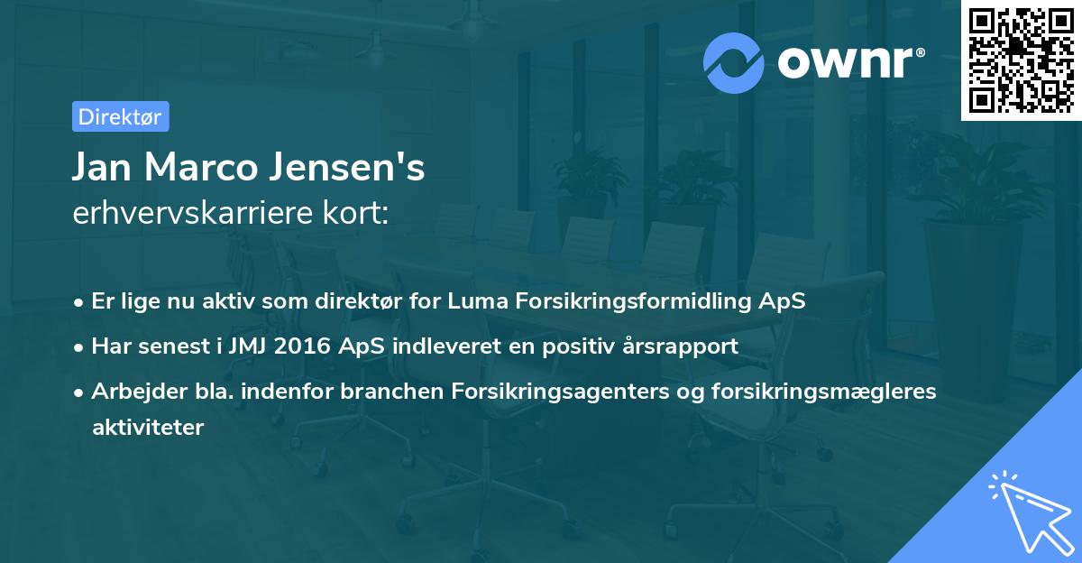 Jan Marco Jensen's erhvervskarriere kort