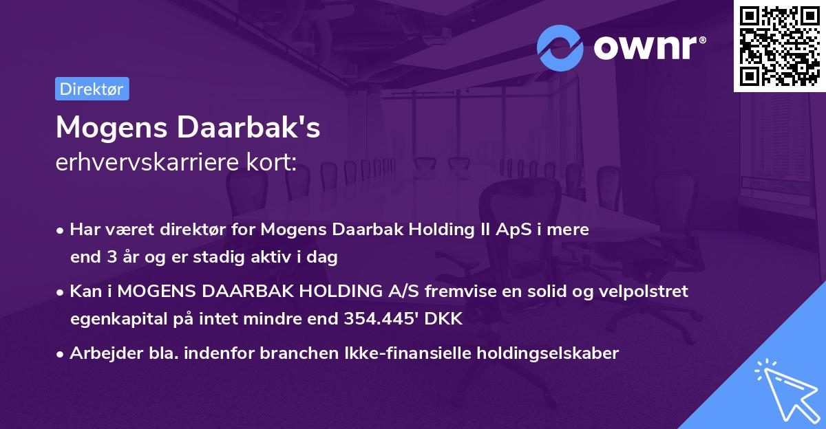 Mogens Daarbak's erhvervskarriere kort