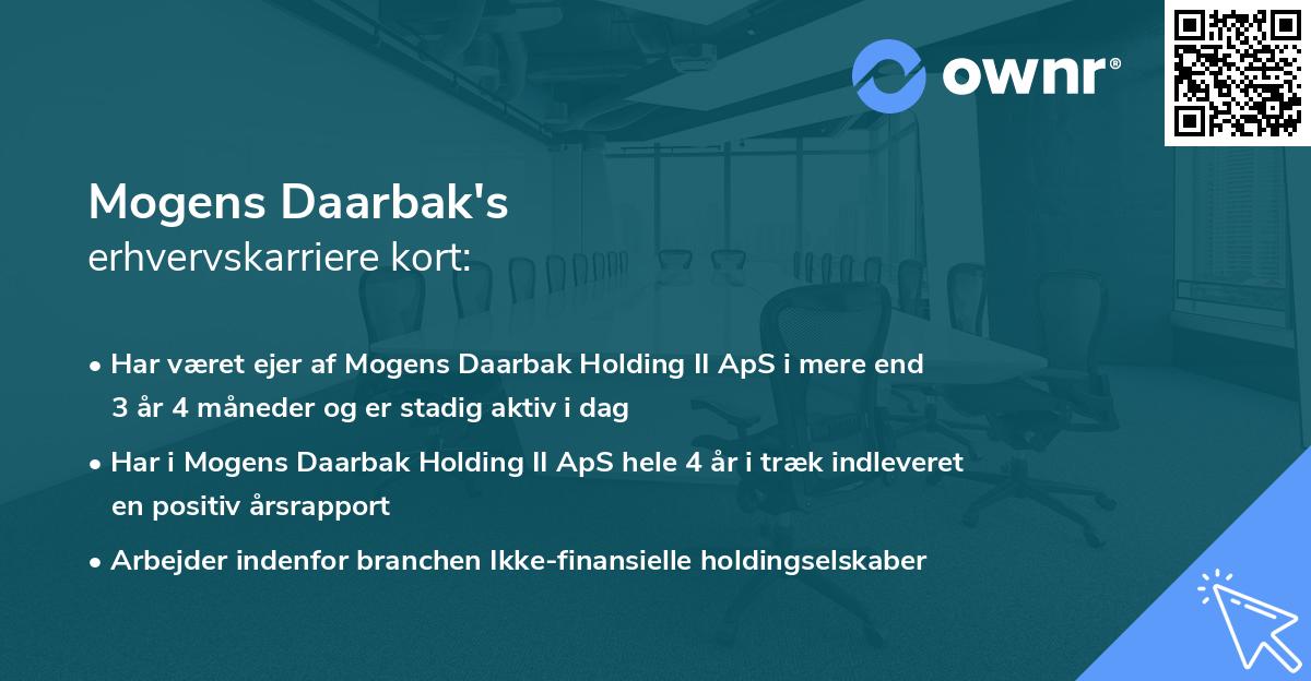 Mogens Daarbak's erhvervskarriere kort