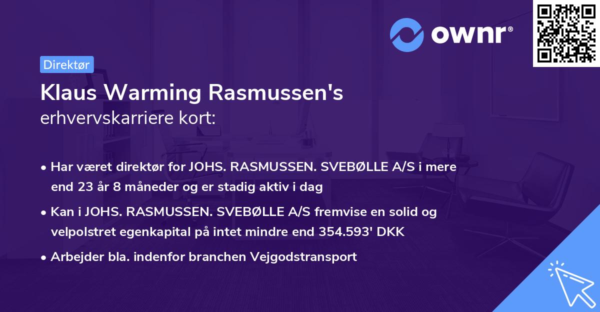 Klaus Warming Rasmussen's erhvervskarriere kort