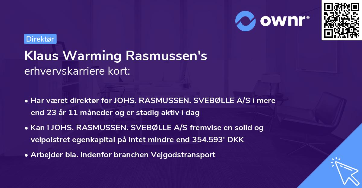 Klaus Warming Rasmussen's erhvervskarriere kort