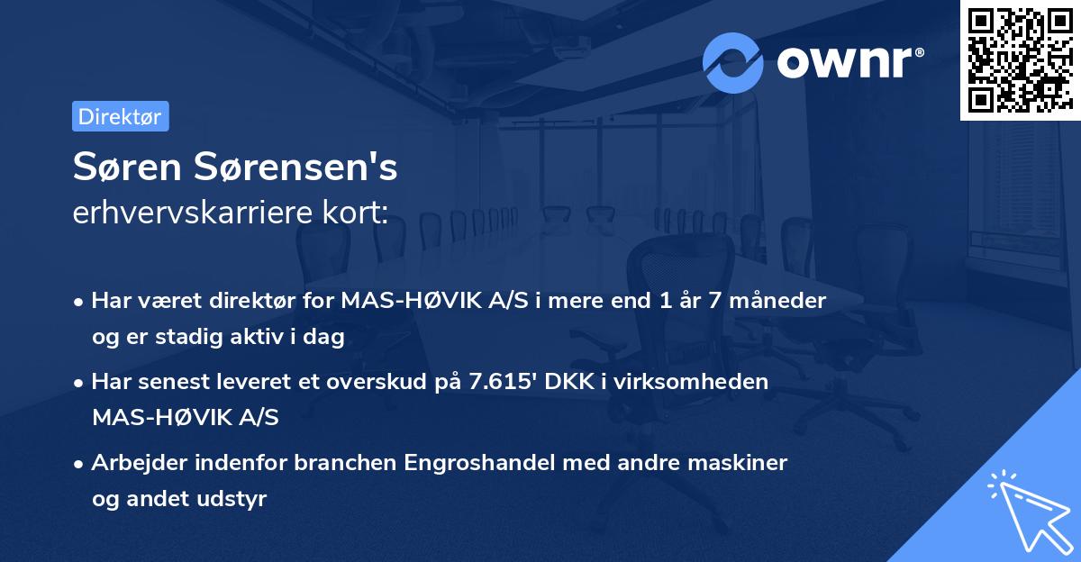 Søren Sørensen's erhvervskarriere kort