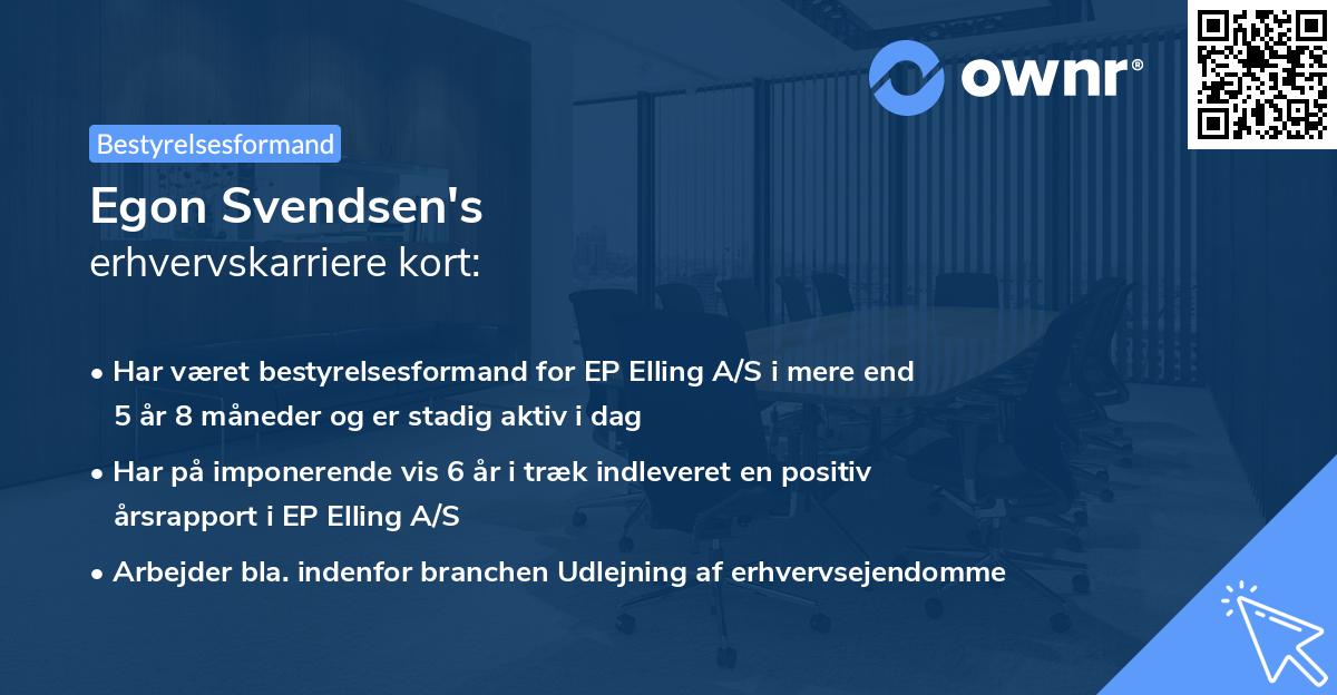 Egon Svendsen's erhvervskarriere kort