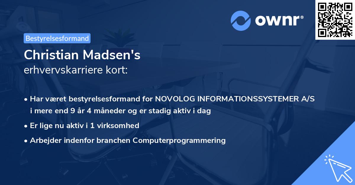 Christian Madsen's erhvervskarriere kort