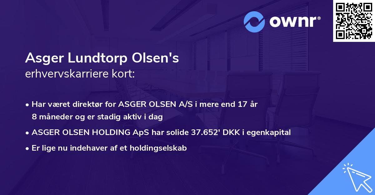 Asger Lundtorp Olsen's erhvervskarriere kort