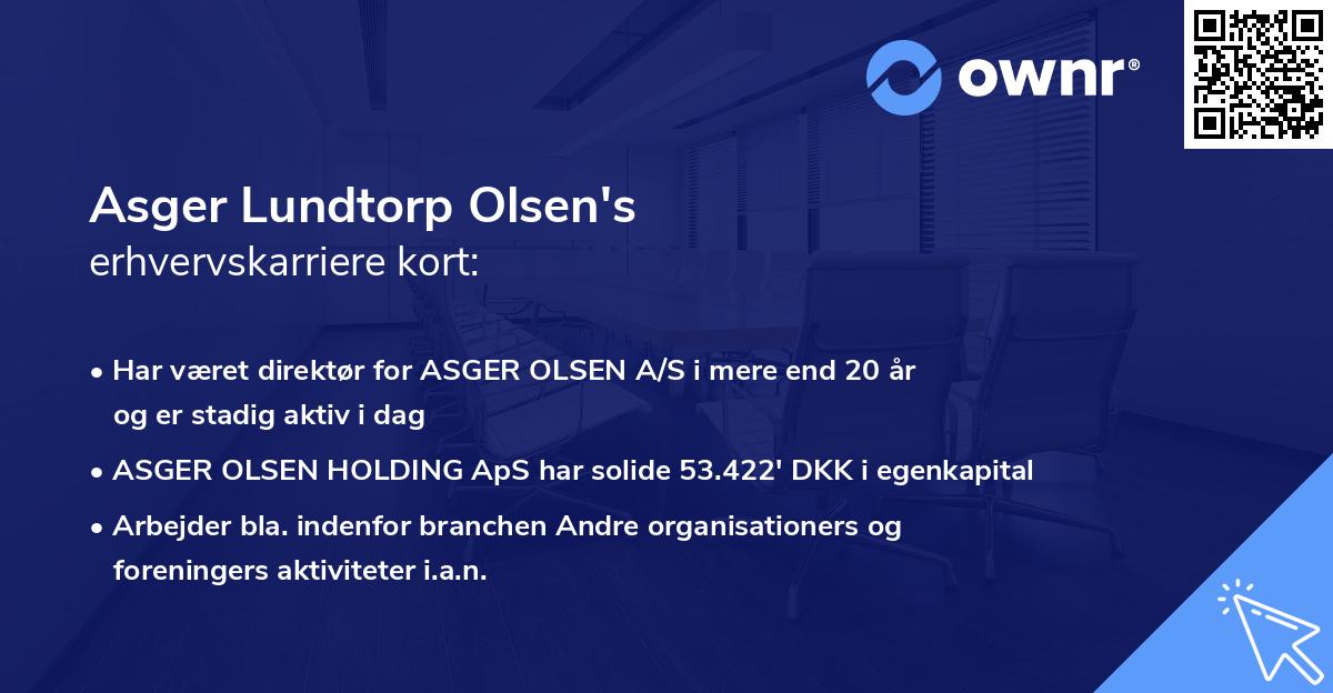 Asger Lundtorp Olsen's erhvervskarriere kort
