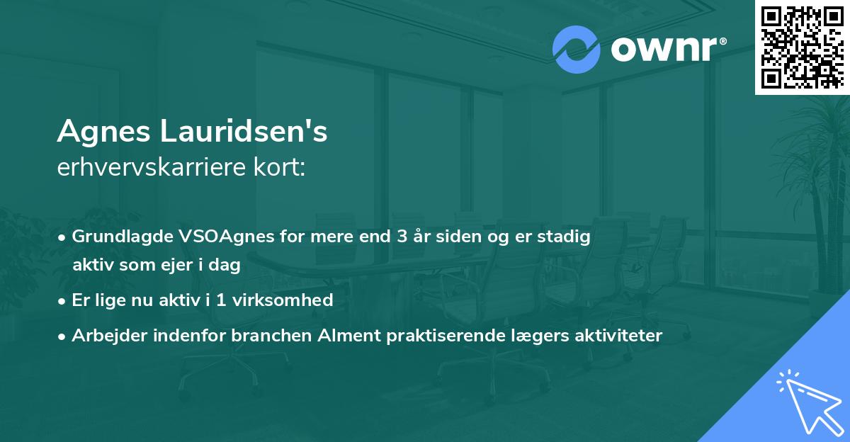 Agnes Lauridsen's erhvervskarriere kort