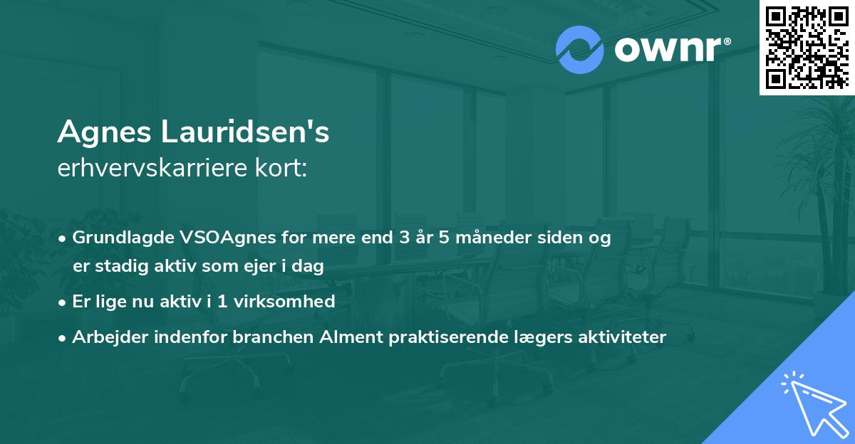 Agnes Lauridsen's erhvervskarriere kort