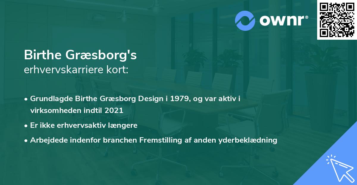 Birthe Græsborg's erhvervskarriere kort