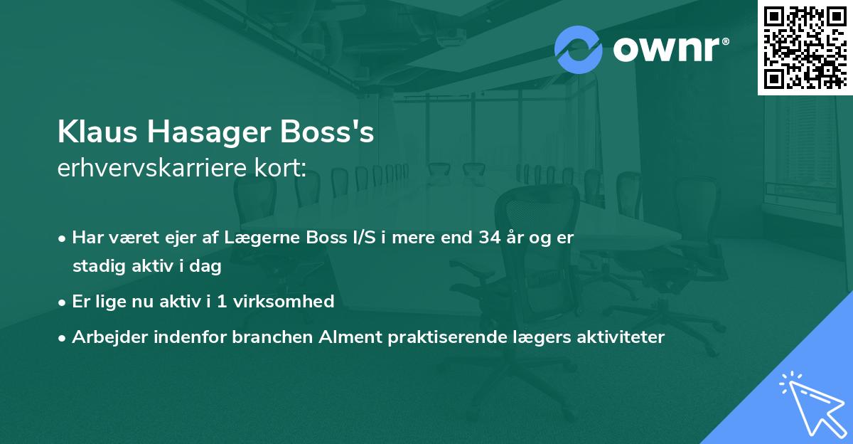 Klaus Hasager Boss's erhvervskarriere kort