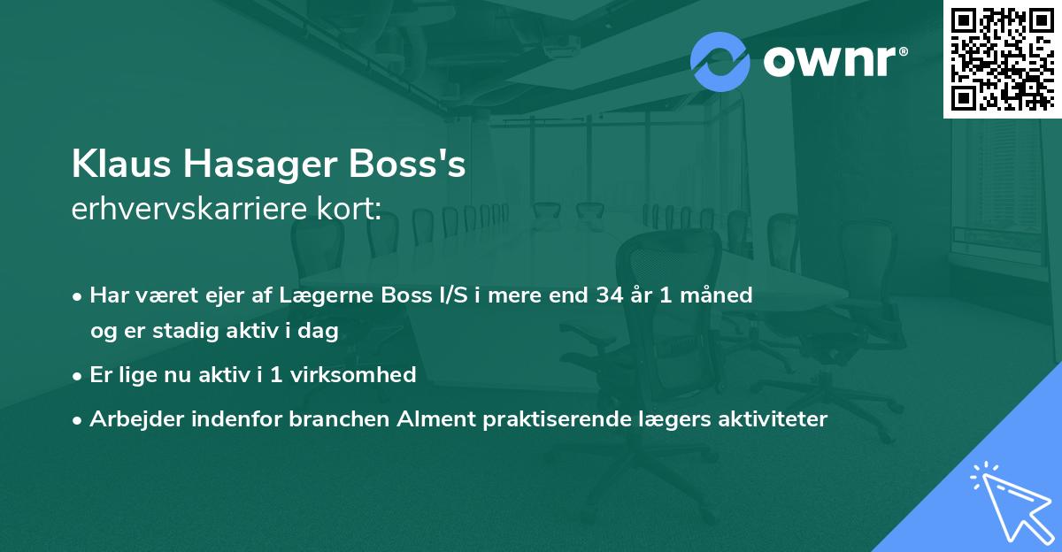 Klaus Hasager Boss's erhvervskarriere kort