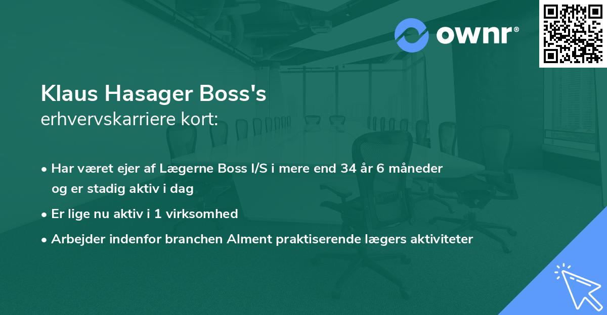 Klaus Hasager Boss's erhvervskarriere kort