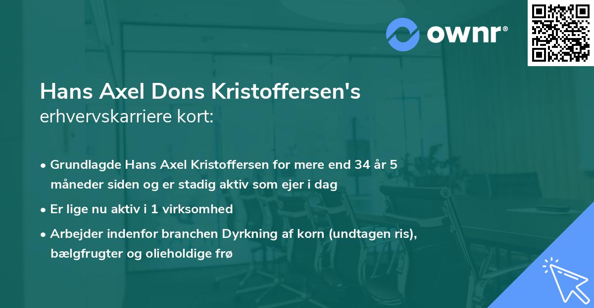 Hans Axel Dons Kristoffersen's erhvervskarriere kort
